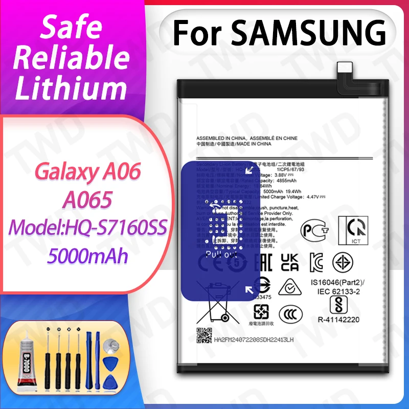 

HQ-S7160SS Large capacity 5000mAh Battery For Samsung Galaxy A06 Batteries New High Quanlity+Free Tools