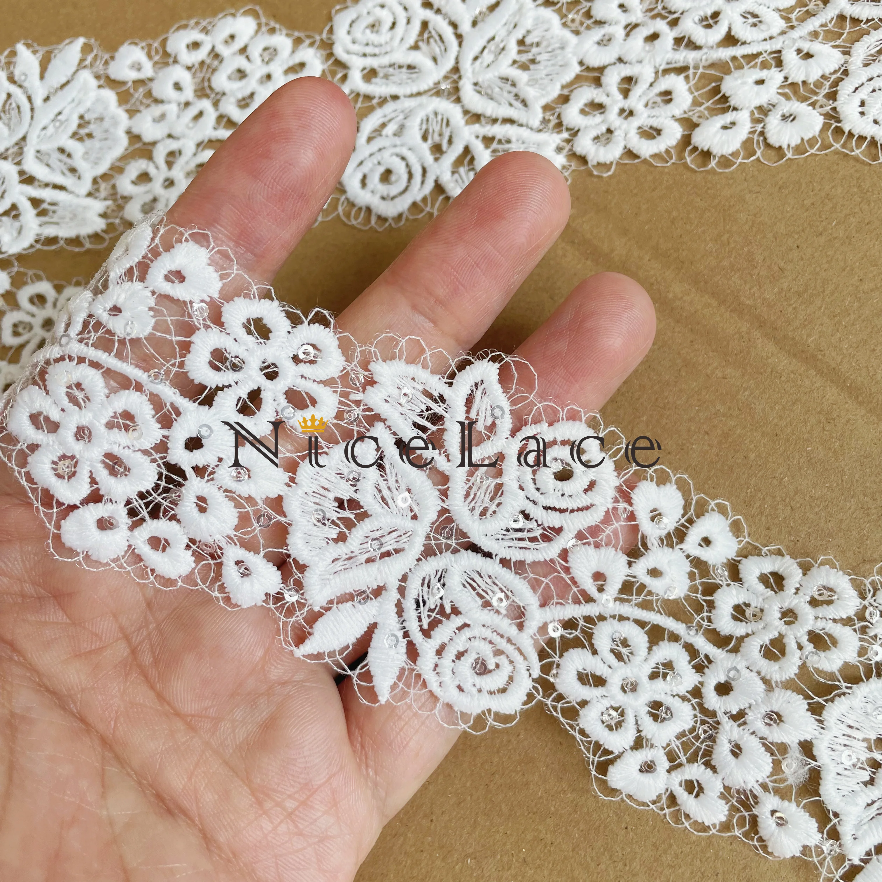 

Embroidery Guipure Trimming for Bridal Head Veils, Flower Lace Border, Sew Accessories, 5Yard, G50245, Free Shipping