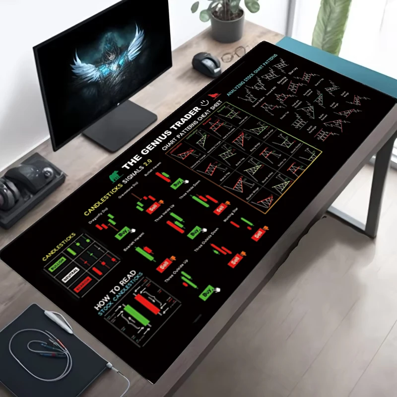 2025 New Stock Market Chart Pattern Mouse Pad Gaming Mouse Mat Gamer XXL Large Mousepad Desk Pads Rubber коврик Keyboard Mats