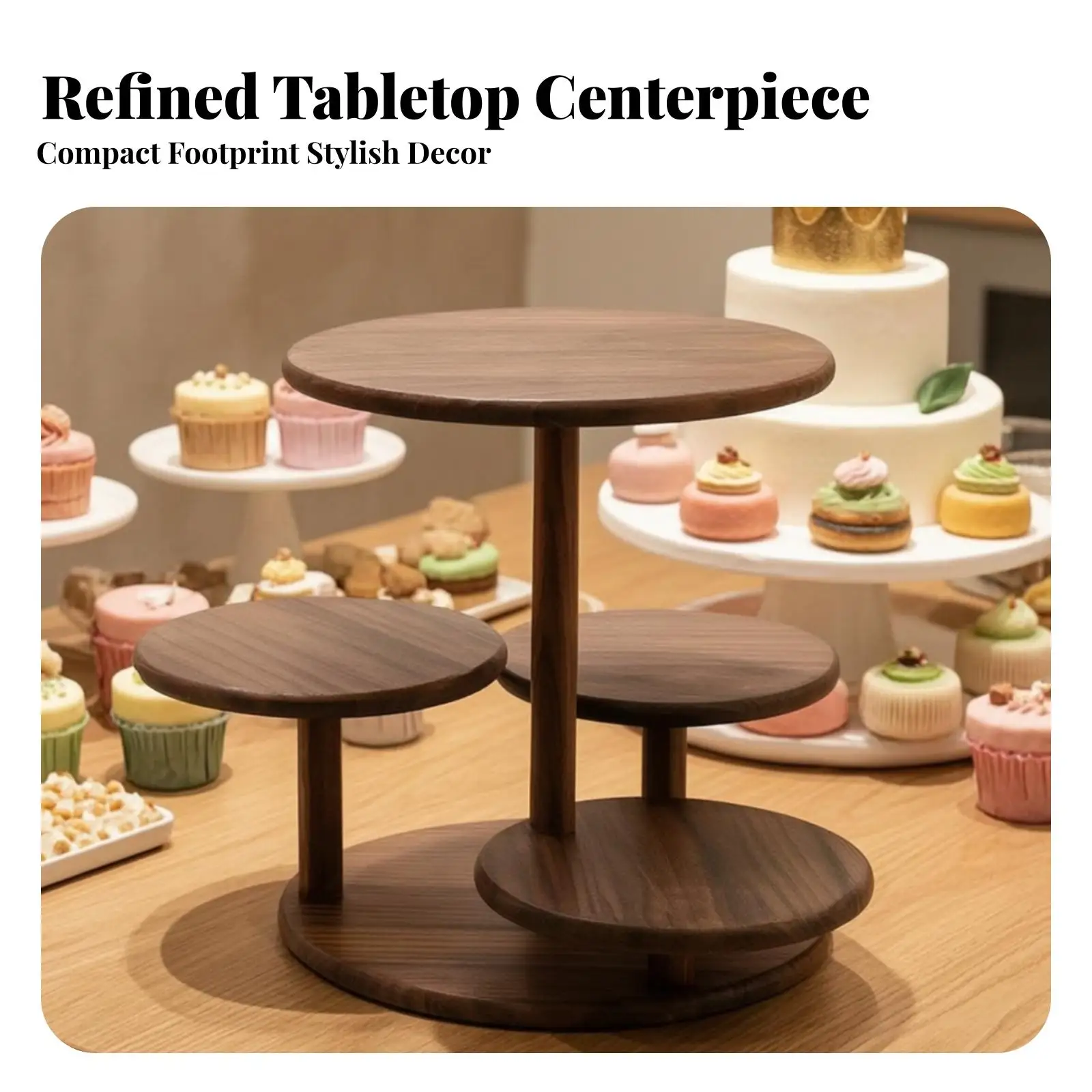 Wood Cake Display Stand 3 Layer Pedestal for Pastry Showcase Birthday Party Sweet Table Centerpiece Holder