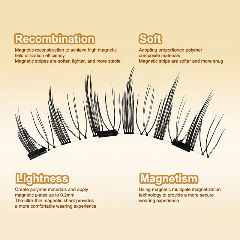 حار الرموش المغناطيسية مجموعة 1 زوج قابلة لإعادة الاستخدام لا الغراء اللازمة الرموش الصناعية مع الملقط المغناطيسي مجعد فو جلدة ماكياج أداة