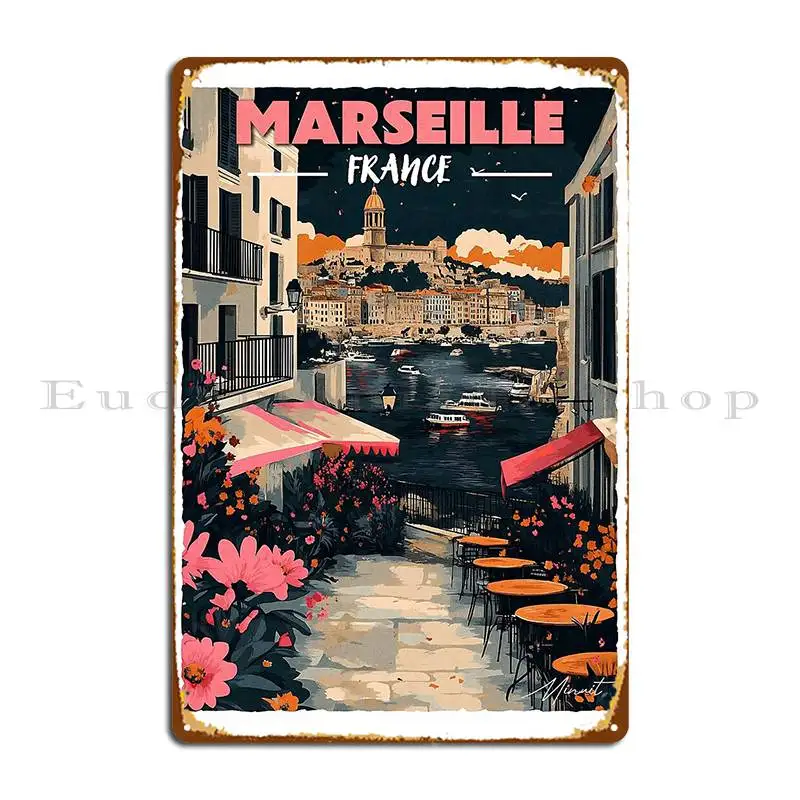 Марсельский туристический постер, средиземноморский дух, металлическая табличка, постер, клубная вечеринка, клуб, классический паб, жестяная вывеска, постер