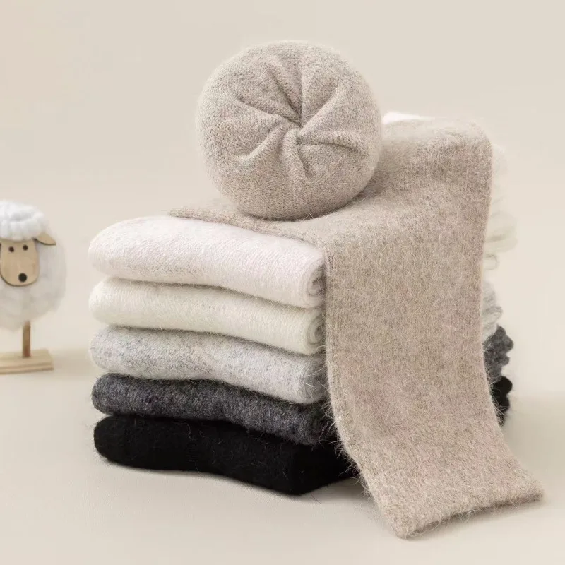 

Cashmere Blend Socks with Rabbit Hair - Ultra Soft & Thick Winter Crew Socks for Women & Men, Warm Home Socks socks