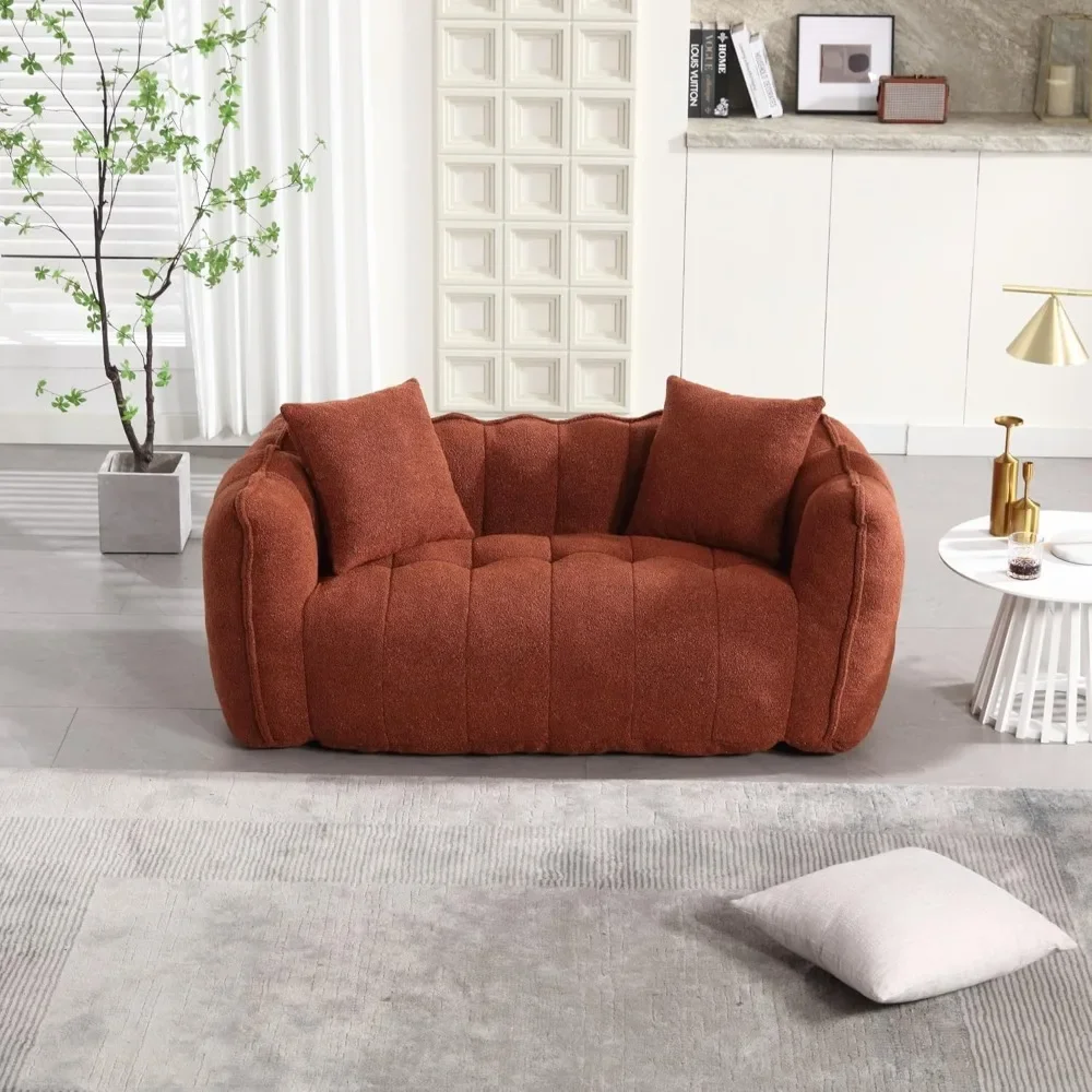 Soft Bean Bag Chair With High Resilience Foam Core, Comfortable Square Recliner Sofa For Apartment, Living Room, Bedroom|