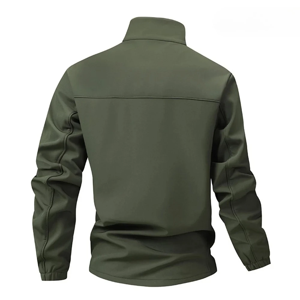 

2025 Autumn/Winter New Arrival Men's Softshell Tactical Jacket Casual Fashion Fleece-Lined Warm Stand-Up Collar Coat Windproof