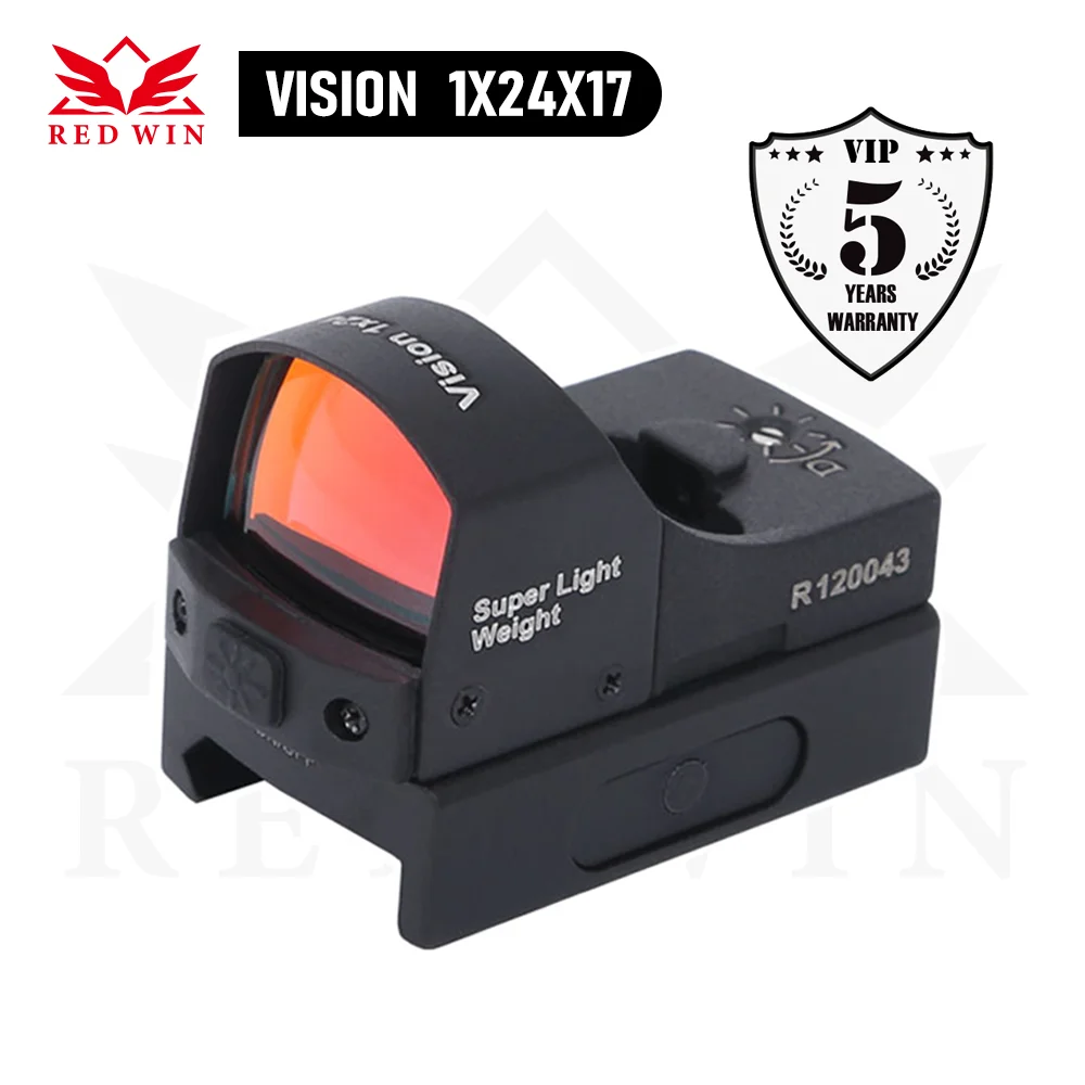 

Red Win Super Light Weight Pistol Scope Red Dot Vision 1x24 1 MOA Adjust 6 level Red Illumination Weaver/Picatinny Mount Base