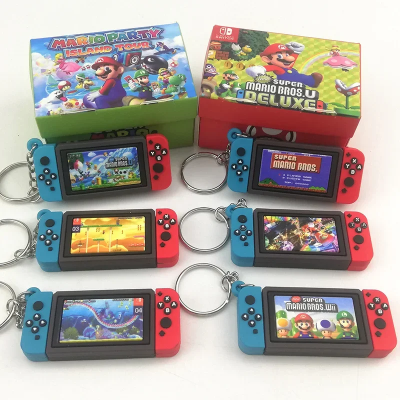 Super Mario Anime Figure Switch schermo di gioco manico in plastica portachiavi borsa portachiavi ornamento accessori giocattoli per bambini regali