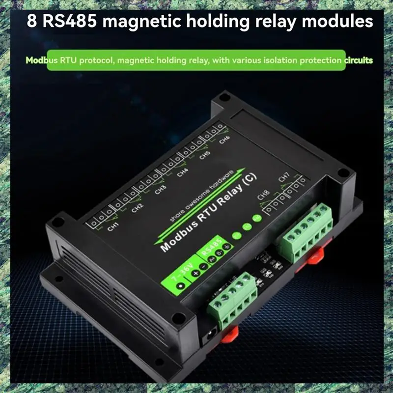 SCLS DIN-Rail 8-Channel وحدة التتابع RS485 مرحل الاحتفاظ المغناطيسي Modbus RTU بروتوكول دائرة حماية عزل متعددة