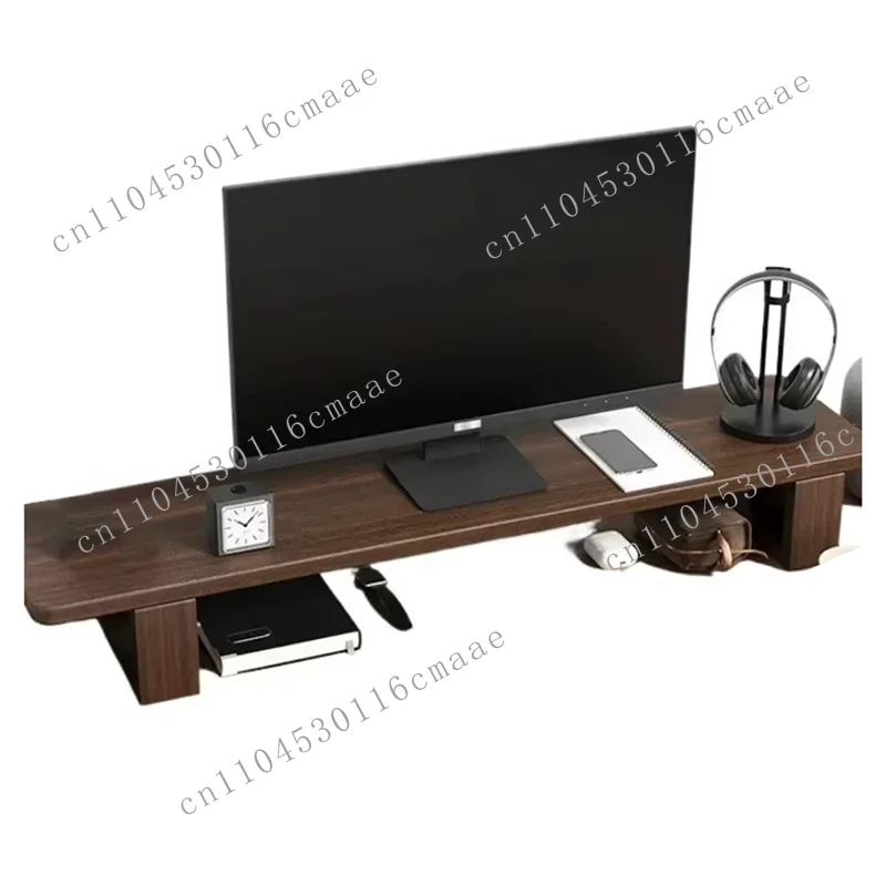 Brand New Computer Stand - Rubber Wood Desktop Base, Black Walnut Veneer