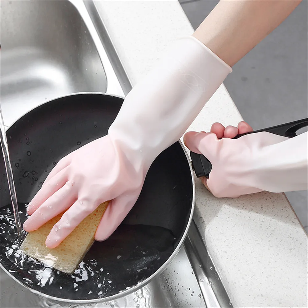 1Pair PVC Cleaning Gloves Dishwashing Cleaning Gloves Scrubber Dish Washing Sponge Rubber Gloves Cleaning Tools New