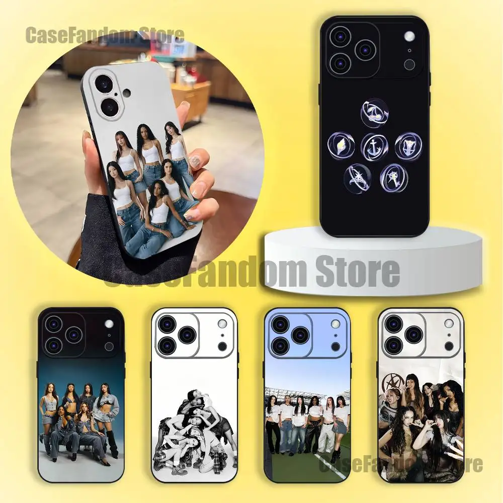 

Hot Group Music K-KATSEYE Phone Case For iPhone 17,16,15,14,13,12,11,Pro,Max,Plus Black Soft Cover