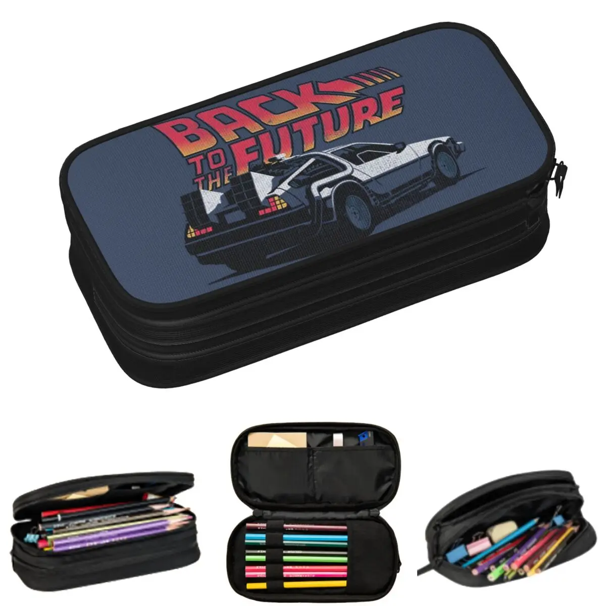 

Back To The Future Movie Pencil Cases for Students Gifts Pen Box Pencil Bag Large Storage Pencil Pouch