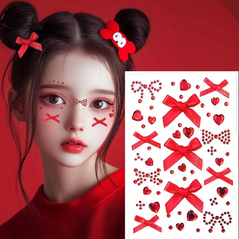 Creative Sparkling Face Gem Sticker Waterproof Shiny Photocard Sticker Self-adhesive Y2K 3D Rhinestone Sticker Girls Tattoos 4