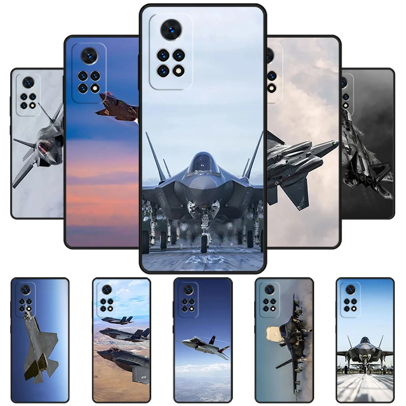 F-35 Lighting Jet Fighter Military Phone Case For Redmi Note 11 EPro 11S 10 10T 9S Promax 8 Pro Xiaomi Mi 11 12X 12S Ultra Cover