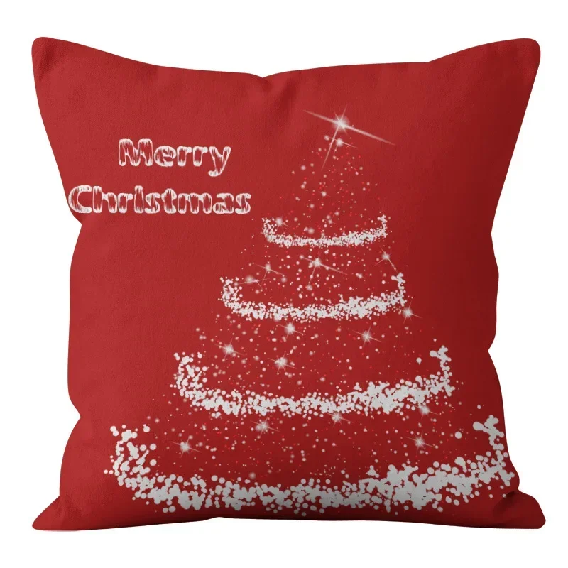 Christmas Red Pillow Cases Cross-border Nordic Festival Home Fabric Sofa Printed  Cushion Cover