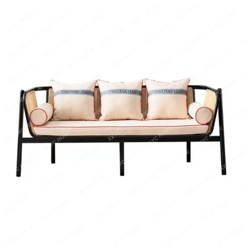 Rattan Woven Couch Solid Wood Three-Person Combination Nordic Small Apartment Bed & Breakfast Simple Real Rattan Chair