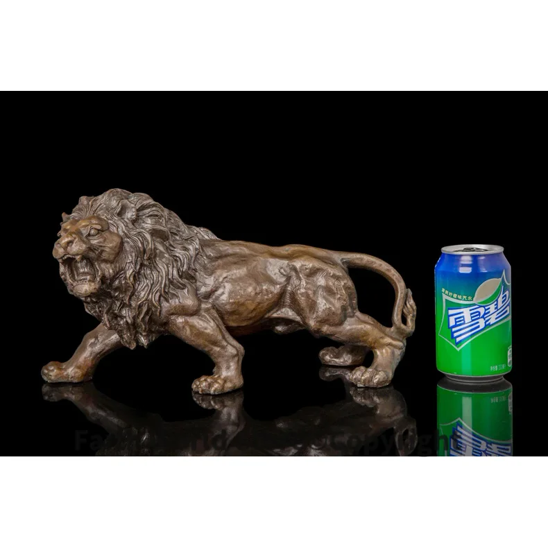 2025 -TOP COOL -office home LIVING ROOM TOP ART Decoration--33CM LARGE Wild animal LION ART FENG SHUI bronze statue sculpture