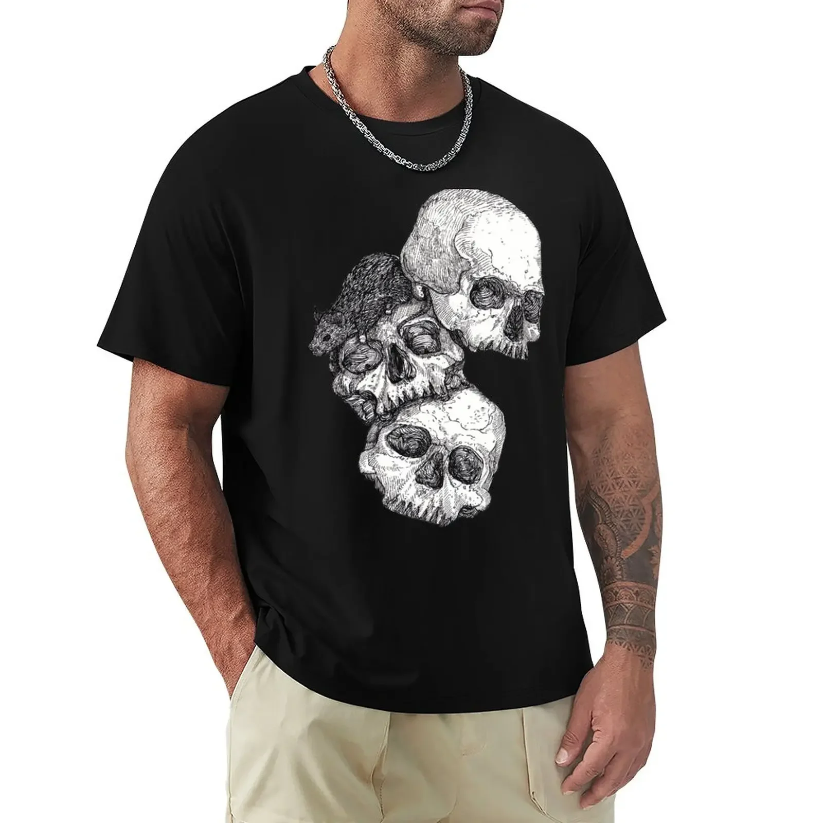 

Skulls with rat T-Shirt for a boy plain oversizeds shirts graphic tees Men's t-shirt