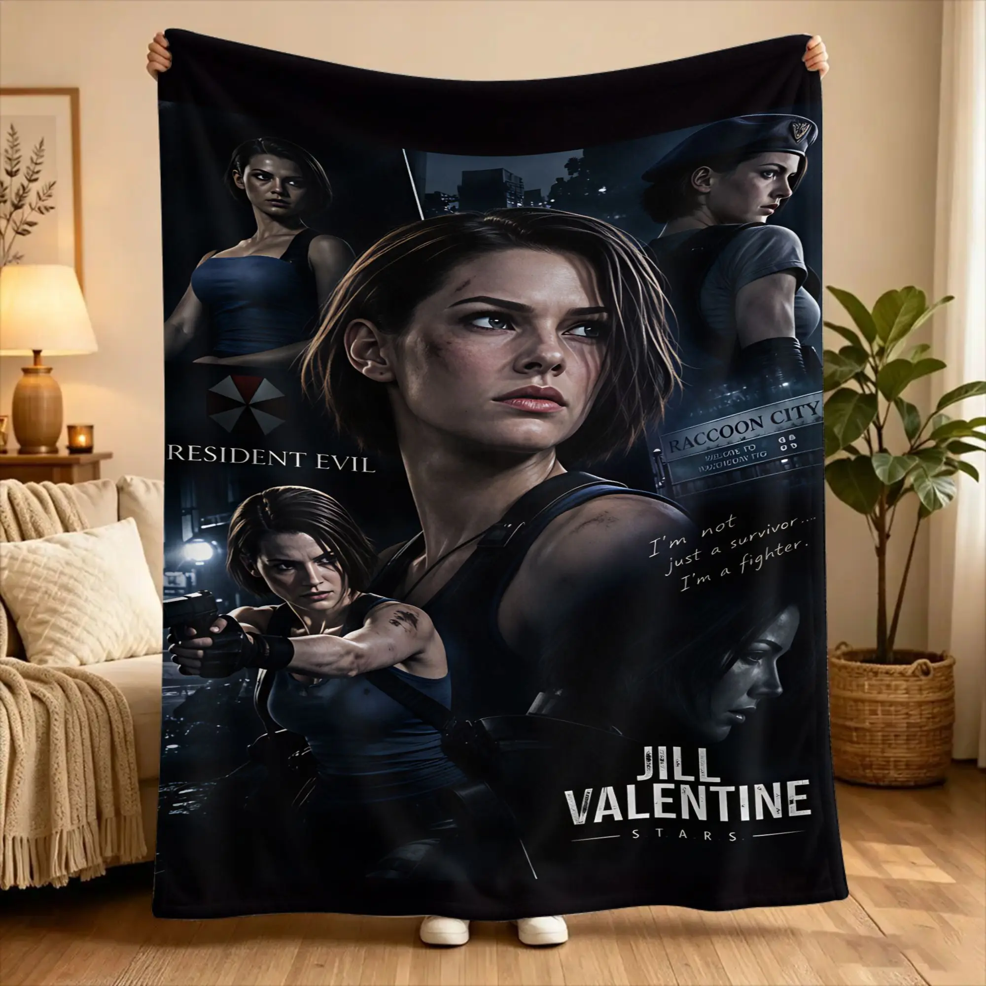 Jill Valentine Resident Evil  Flannel Blanket  Soft Bedding Throws for Outdoor Picnic Print Bedspread Sofa Bed Cover
