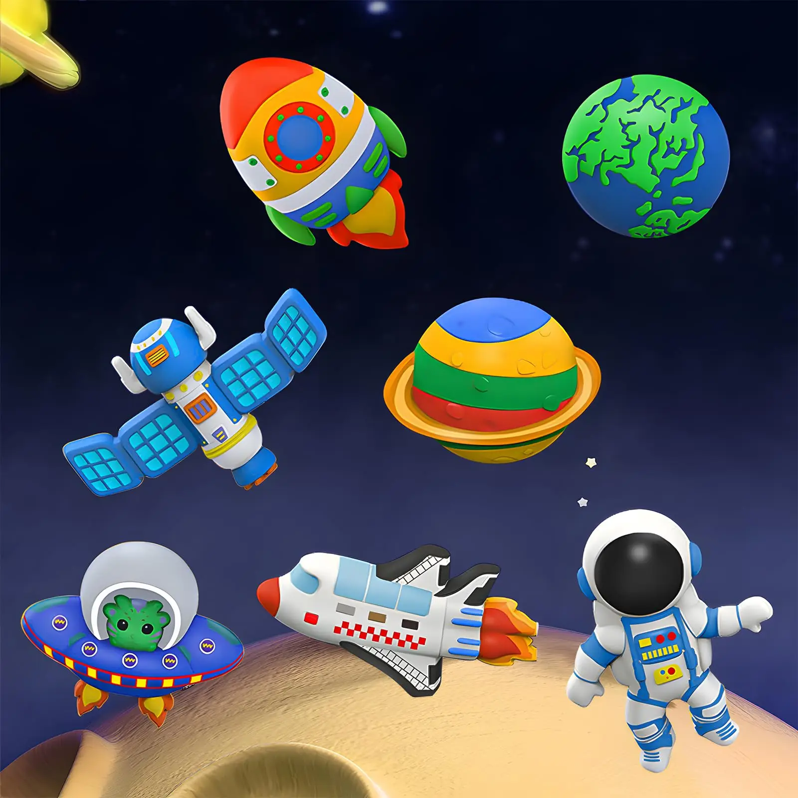 Space & Dinosaur Themed Arts Crafts Painting Set, Creative DIY Handcraft Activity Kit, Hand Painted Model Making Gift