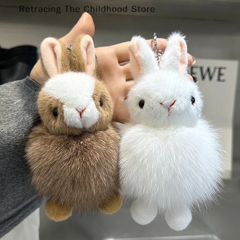 Cartoon Animation Real Fox Plush Rabbit Key Chain Pendant Fashion Kawaii Rabbit Keychain Backpack Decoration Accessories