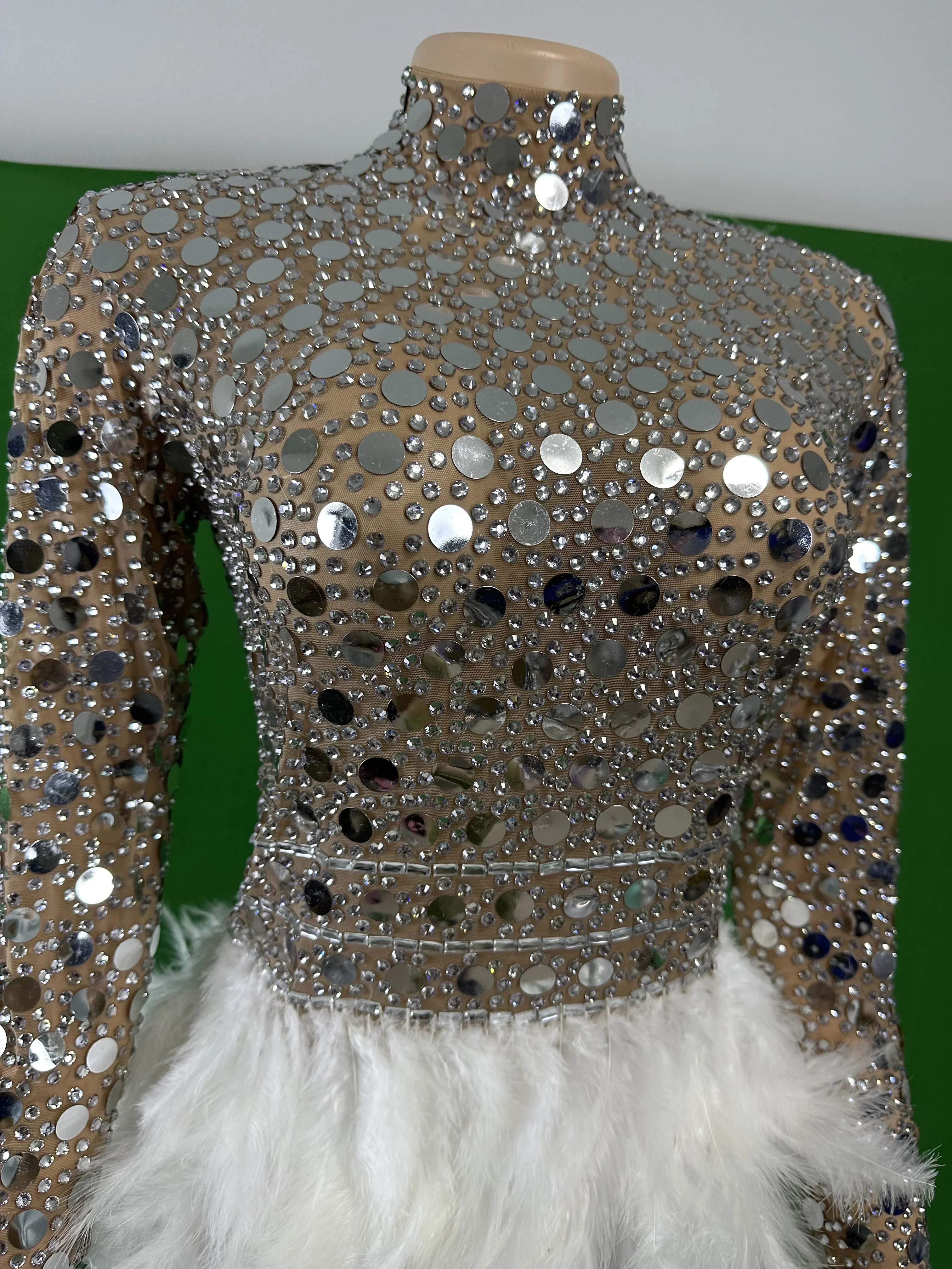 Brillant argent femmes strass robe paillettes anniversaire scène porter chanteur glisser reine tenue Performance Costume Rave carnaval