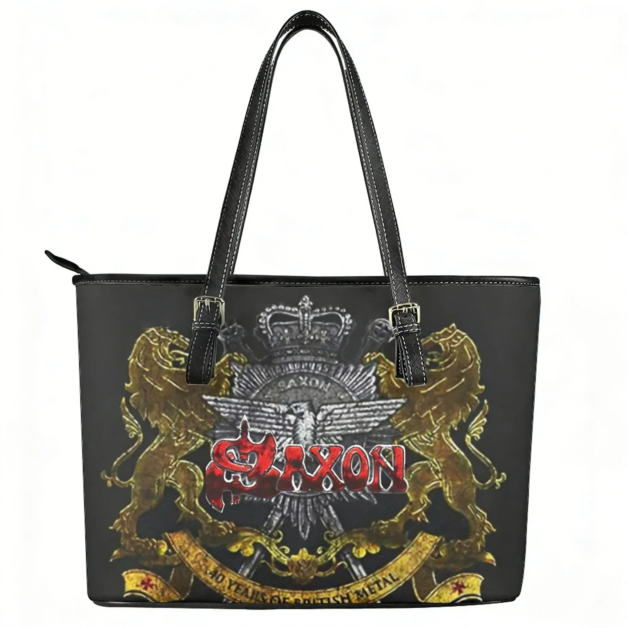 

Saxon Heavy Metals Band Custom Handbag Womens Mens Personalized Tote Bag Shoulder Bag Business Leather Purse Travel Bag Gift