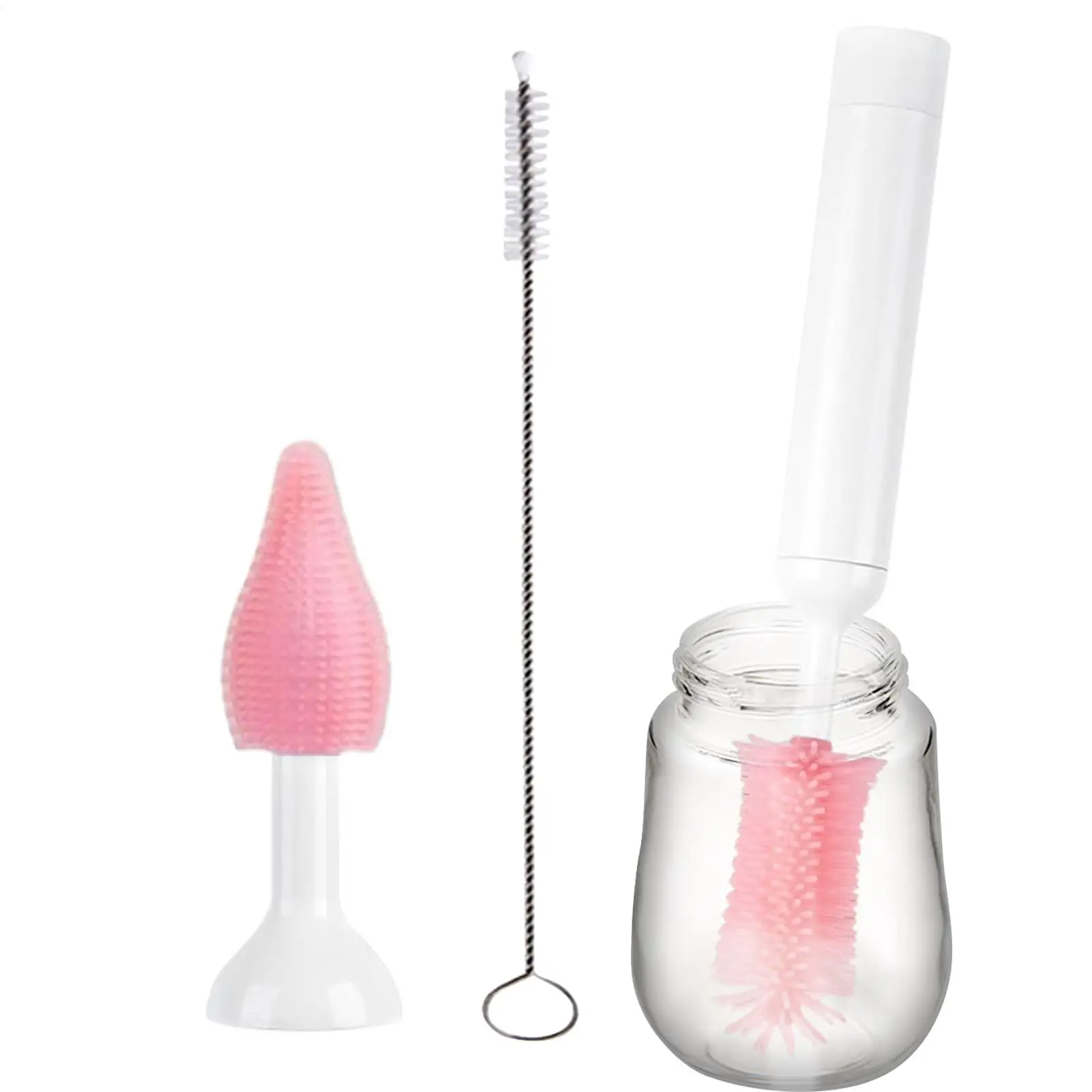 Baby Bottle Cleaner Brush Set Electric Bottle Washer Cleaning Brush Replaceable Tool Kit Cleaning Supplies For Women Mom Home