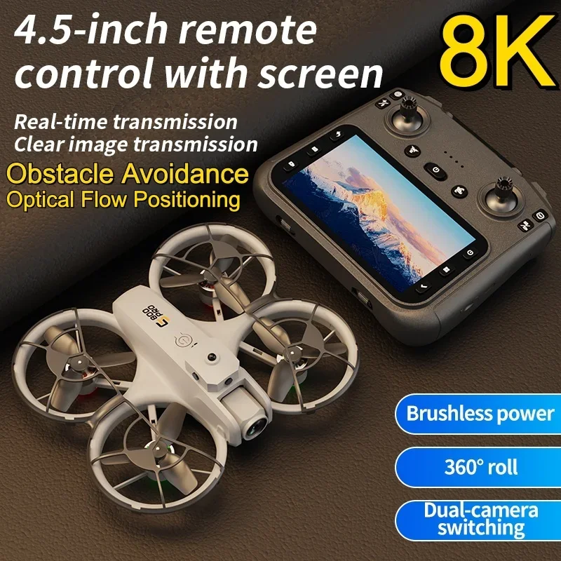 NEW Drone 8K HD Camera 4.5 inches Screen Brushless Obstacle Avoidance Remot Control Aircraft 360 Roll Quadcopter optical flow