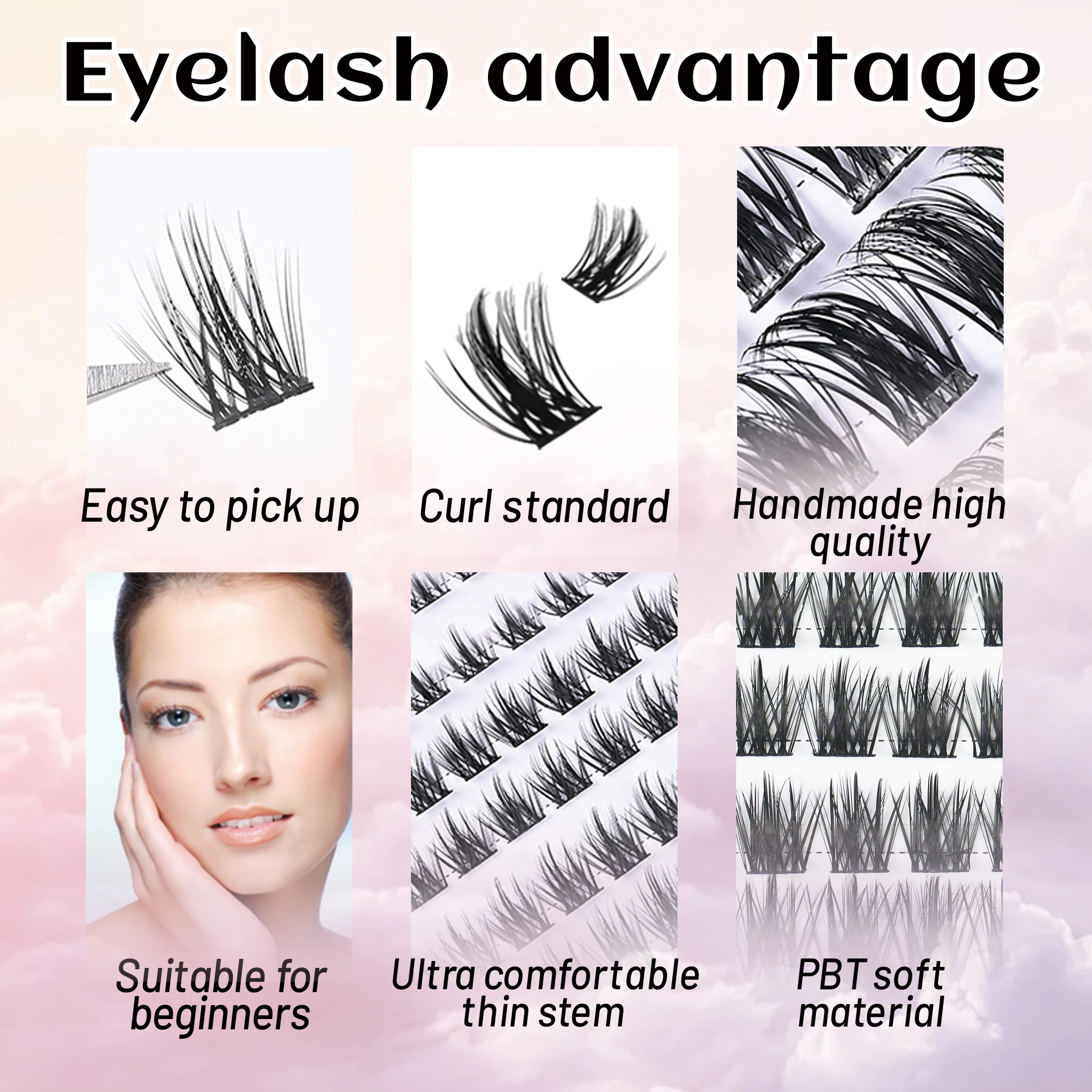 Kit d'extensions de cils, grappes de cils, ensemble de maquillage, bricolage, liaison et joint de cils, applicateur dissolvant de colle