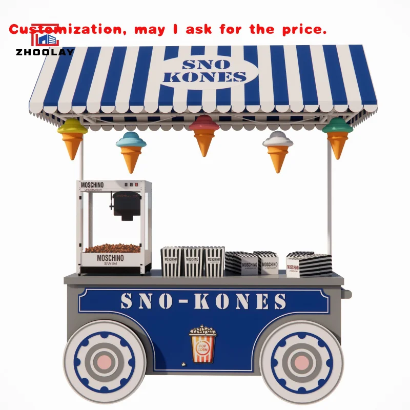 

custom.Popcorn Dessert Snack Cart With Wheels Community Street Vendor Stalls Shop Stand Portable Food Shed