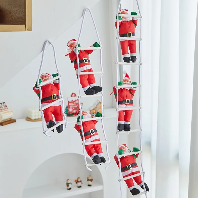 

2024 Christmas Ladder And Santa Claus Pendant Christmass Garden Indoor Scene Layout Decorations Children's Holiday Gifts