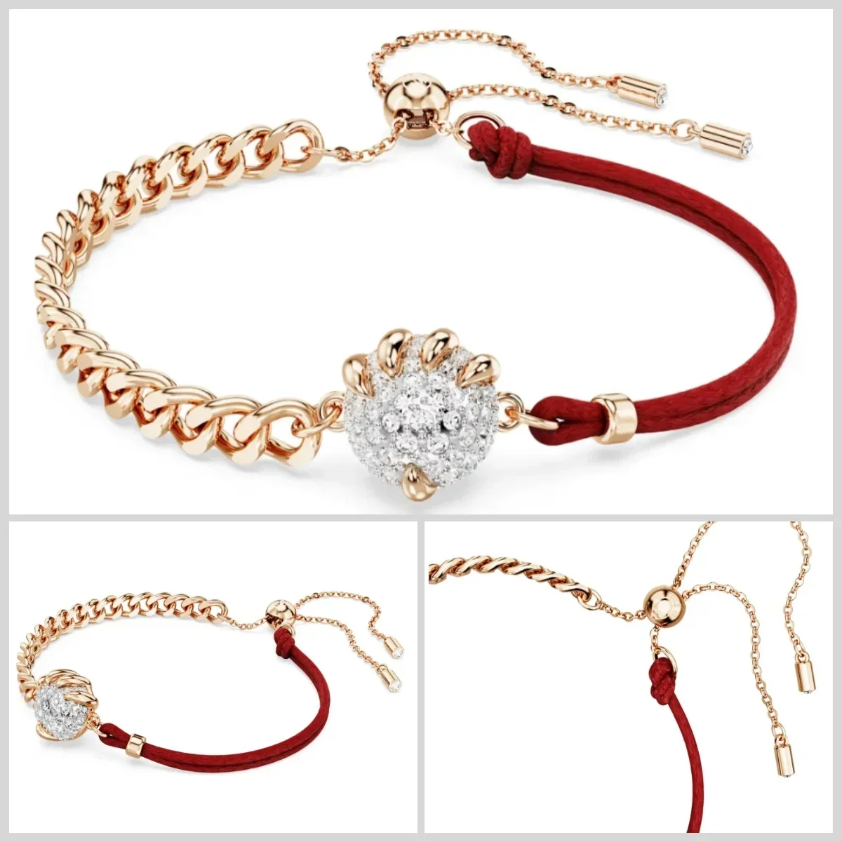 

2025 Hot brand SW fashion jewelry Dragon & Phoenix Bracelet Dragon Claw, red lucky twine, plated rose gold color exquisite gift