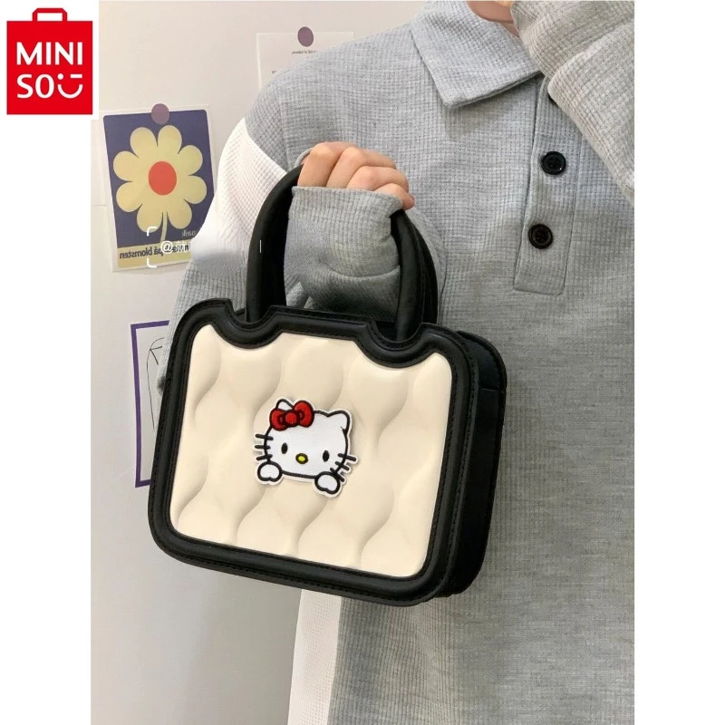 MINISO 2024 New Cartoon Hello Kitty One Shoulder Crossbody Small Square Bag Student Versatile Handbag