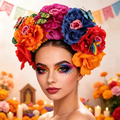Rose Decoration Headband with New Halloween Floral Headpiece Suitable for Day of The Dead Gatherings and Butterfly Headbands