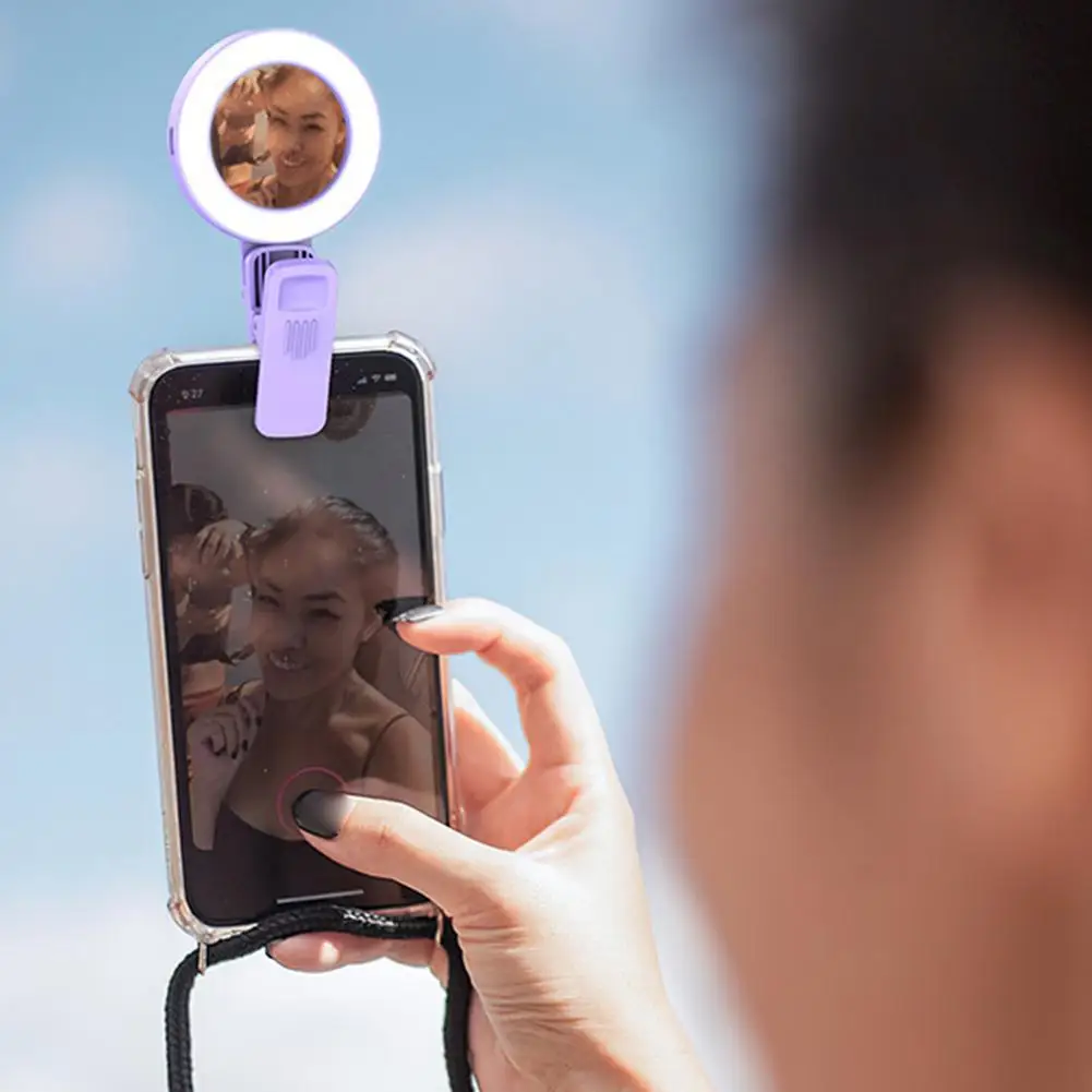 The New Mobile Phone Selfie Mirror Fill Light Selfie Be Front With Control Bluetooth And Artifact Adjusted Back Can Remote E5U0