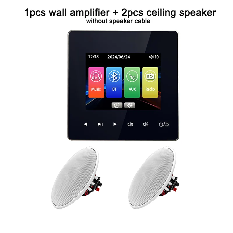 

Home audio Wall music panel hotel 86 amplificador Bluetooths wall amplifier AUX TF player FM radio sound ceiling speaker system