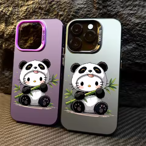 Cartoon Chinese Panda Phone Case For Samsung Galaxy S25 S24 S23 S22 S21 S20 Ultra Plus FE A25 A35 A55 5G Matte Laser Hard Cover