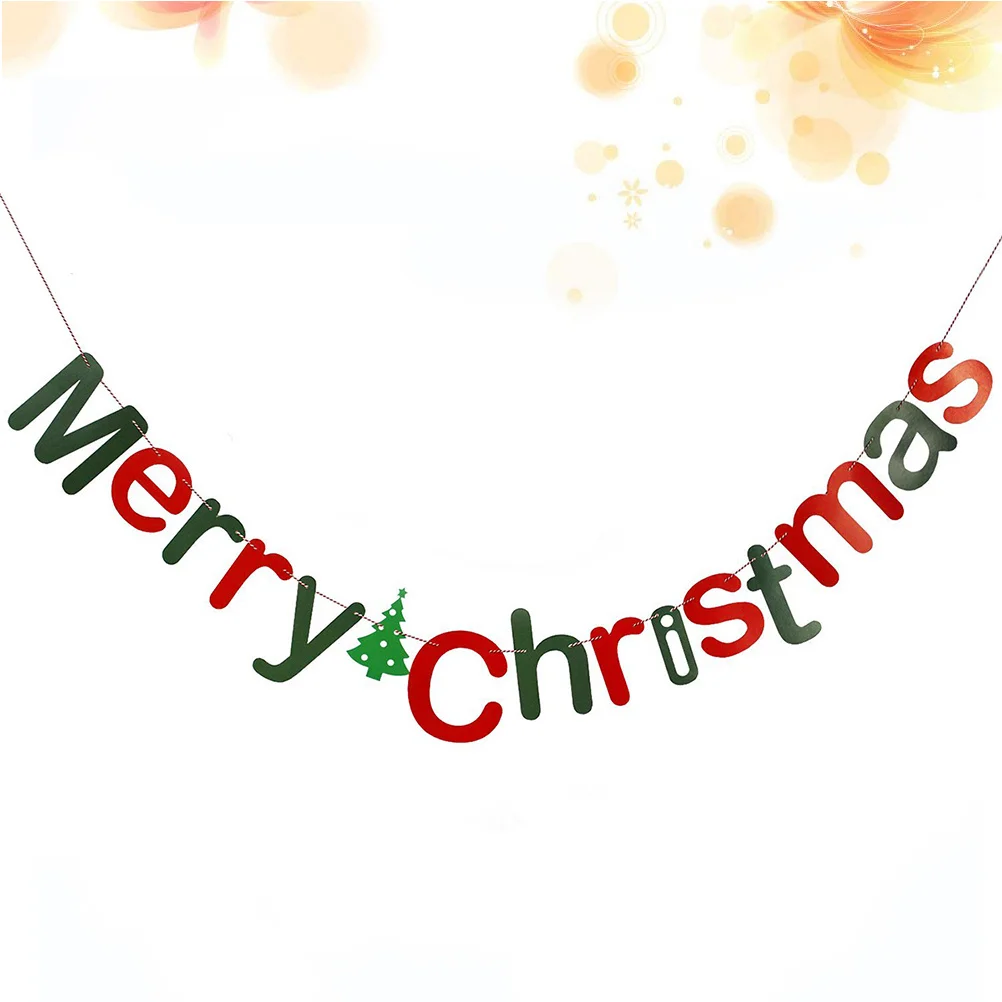 

3 Meters Christmas Tree Letter Bunting Tear Resistant Non Woven Fabric Xmas Decor For Wall Door Hallway Party Wedding Birthday