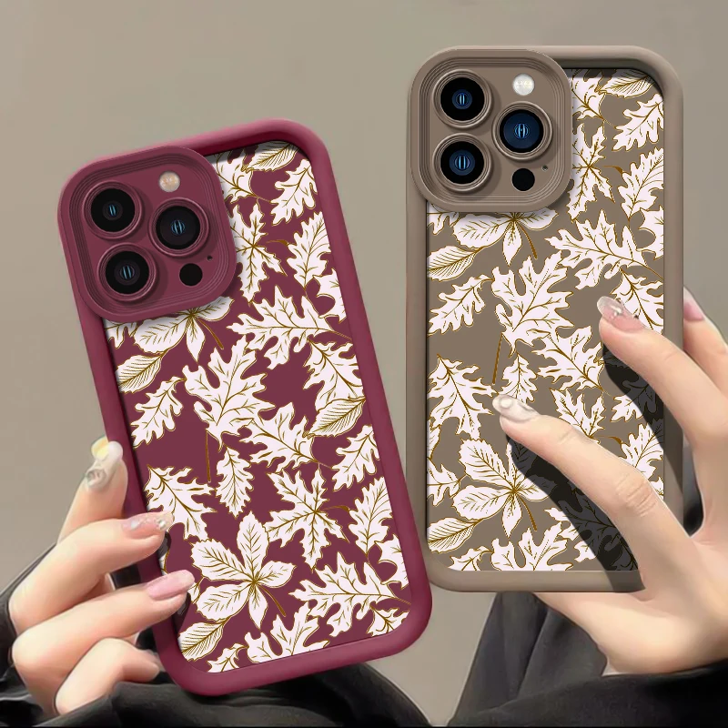 Leaves Print Phone Case For iPhone 17 Air 16 Pro Max 16e 14 15 Plus 13 12 Mini 11 SE 2022 Soft TPU Silicone Shockproof Cover
