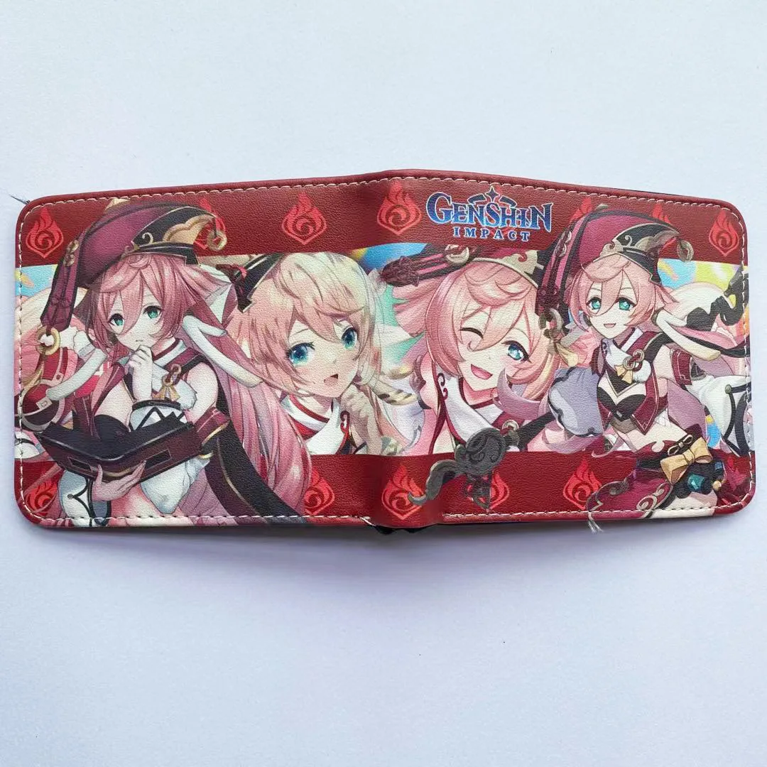 Game Genshin Impact  Tartaglia Venti Diluc Zhong Li Xiao Klee Albedo Ganyu Kaeya Short Wallet Fashion PU Purse Cute Cosplay Gift