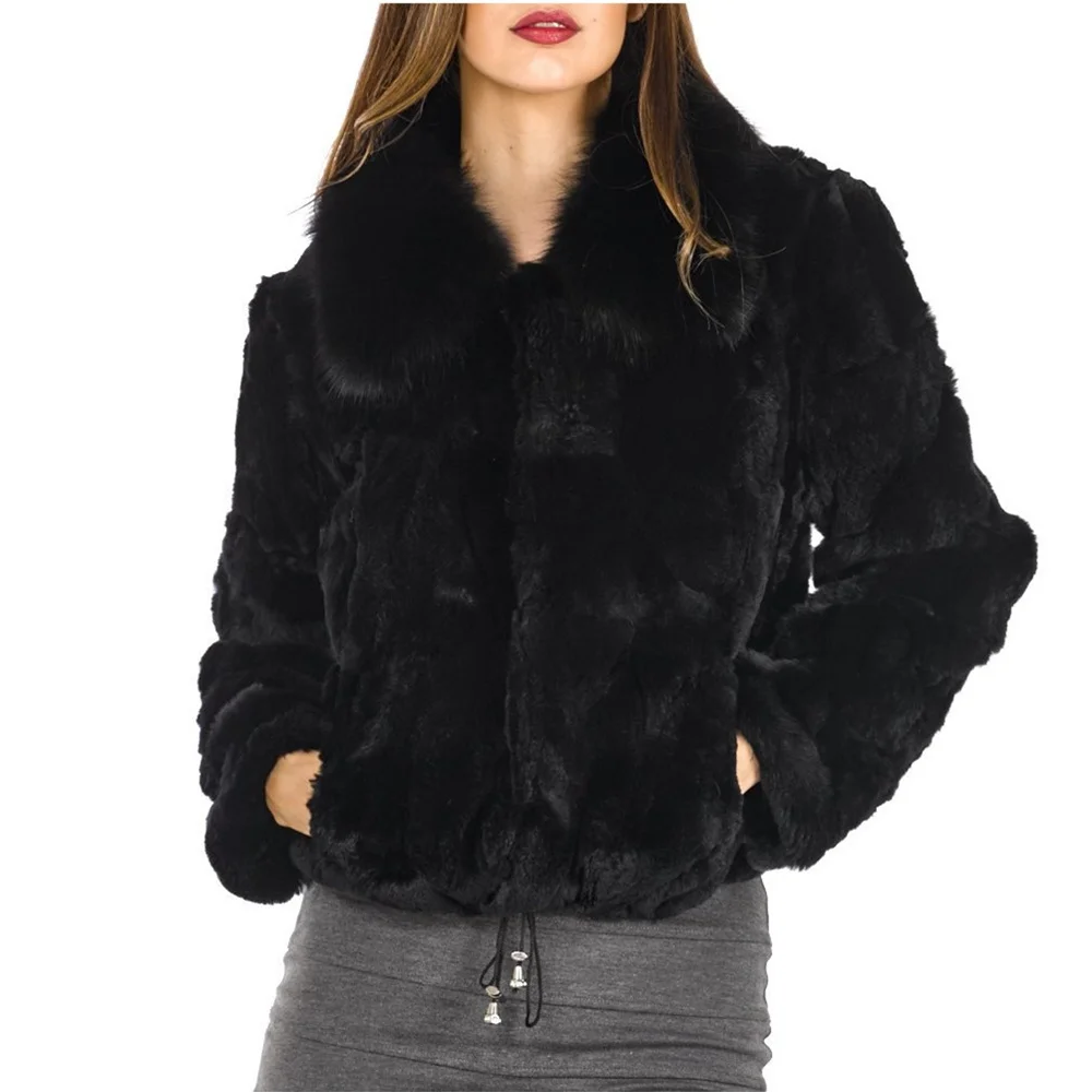 Fantasia Rani Real Rabbit Fur Coat para Mulheres, Jaqueta de Inverno, Couro Natural, Roupas De Pele, Oferta à Venda