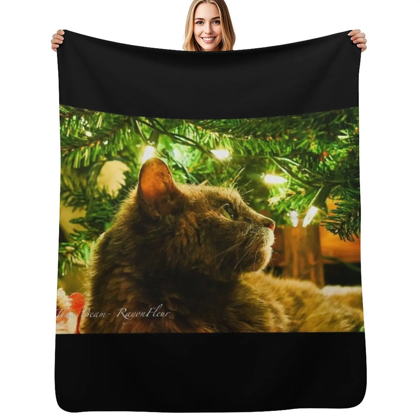 

Christmas Breeze in glow of tree Throw Blanket Luxurious Soft Fuzzy Blanket for Sofa Bed