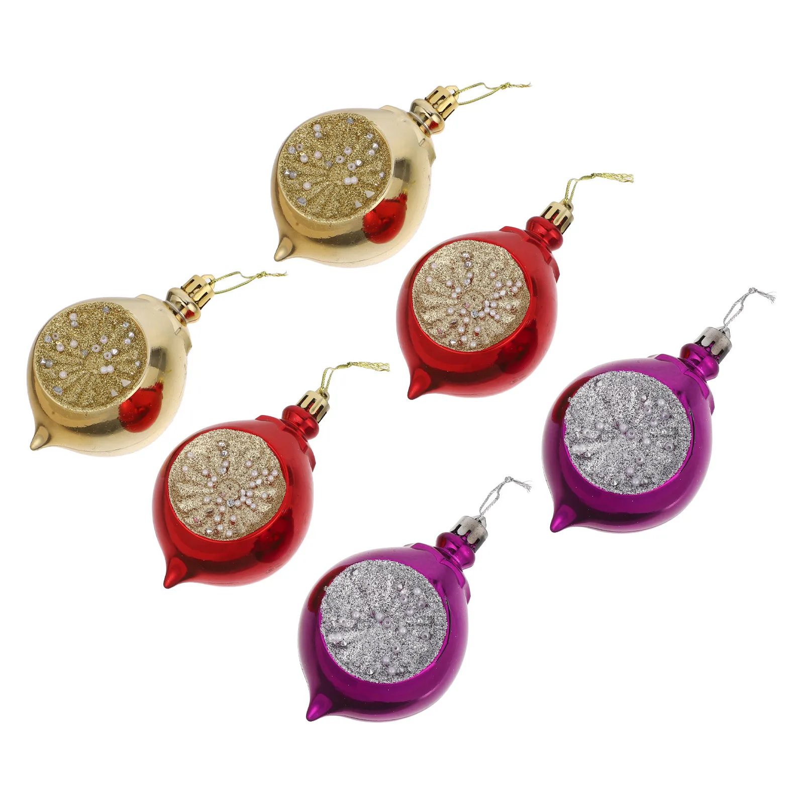 

6 Pcs Hanging Christmas Baubles Teardrop Festive Plastic Tree Balls Chiristmas Ornaments Decorations