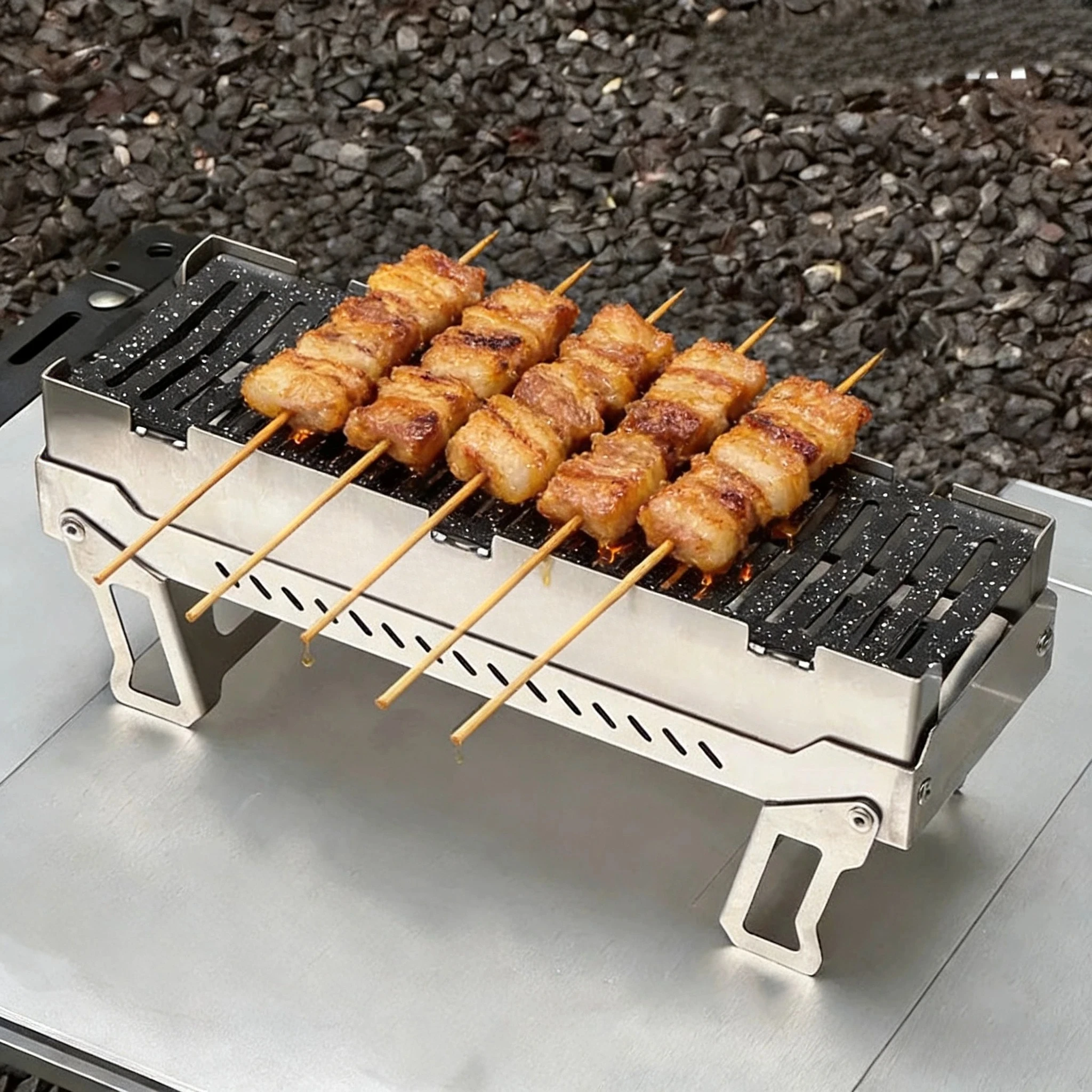 0.5 Unit Barbecue Stove Stainless Steel Non stick Pot Barbecue Mesh Outdoor Camping Barbecue Stove Tryhomy Camping IGT Stove