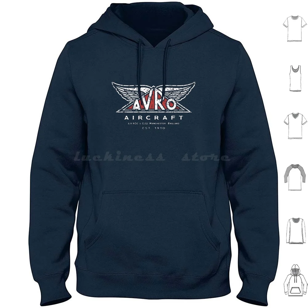 Avro Logo Hoodies Long Sleeve Avro Logo A V Roe Vintage Distressed Retro Lancaster Bomber Avro Lancaster Dam Busters