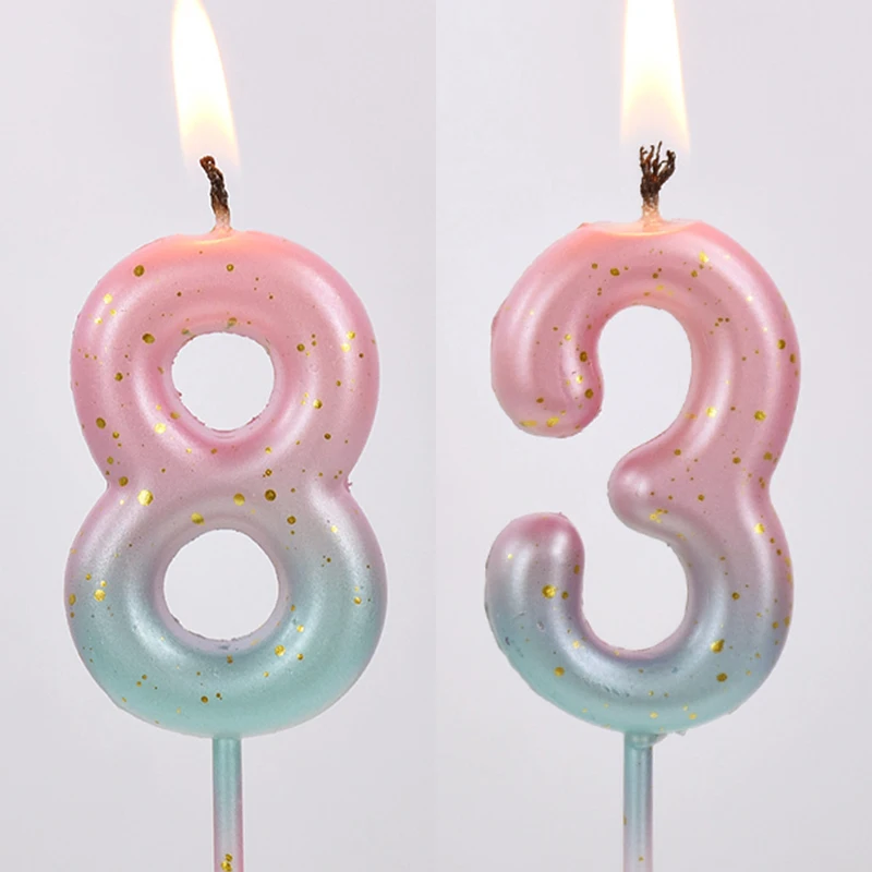 1pc Gradienten Geburtstag Digitale Kerze Kinder Geburtstag Anzahl Kuchen Topper Für Hochzeit Party Kuchen Dekoration Backen Werkzeug Baby Dusche