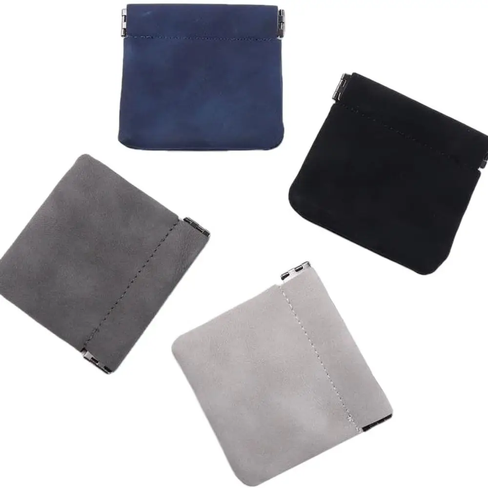 Automatic Spring Open Small Storage Pouch Self-Closing Suede Mini Cosmetic Bag Self Sealing Pouch