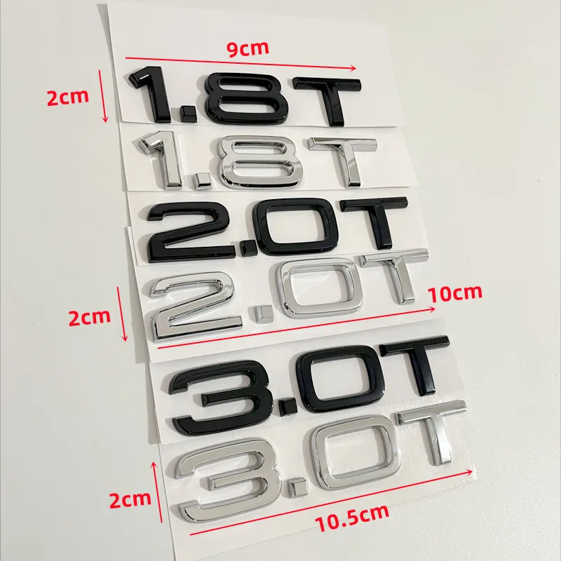 

3D ABS Car Rear Trunk Badge Emblem Logo for Audi A3 A4 A5 A6 A7 A8 Q2 Q3 Q5 Q7 Q8 1.8T 2.0T 3.0T Styling Accessory