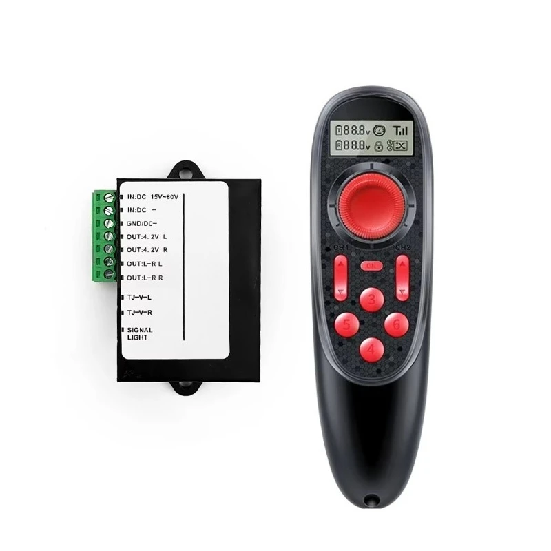 

Wireless Remote Joystick With 2WD Throttle Signal Converter Turn Left Right for Dual Drive Electrical Cart Trolley Bike Motor